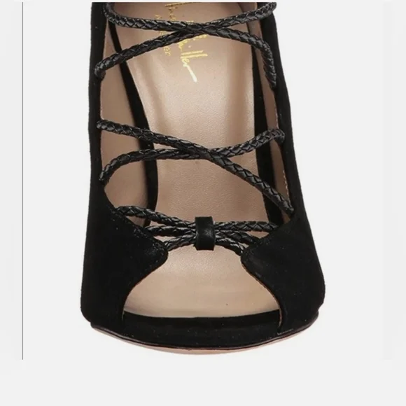 Nicole Miller Artelier Turin black leather suede Elegant Black Women's Heels - Picture 7 of 8